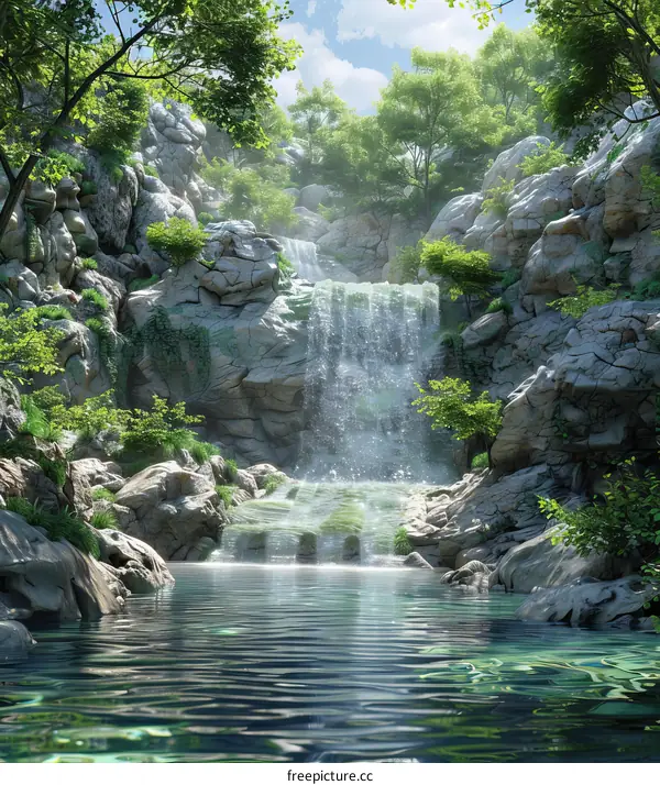 Majestic Waterfall in the Rocky Mountains