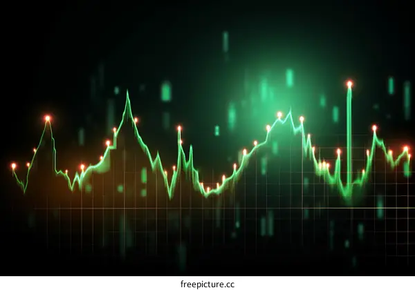 Glowing Green Stock Market Graph with Value Indicators