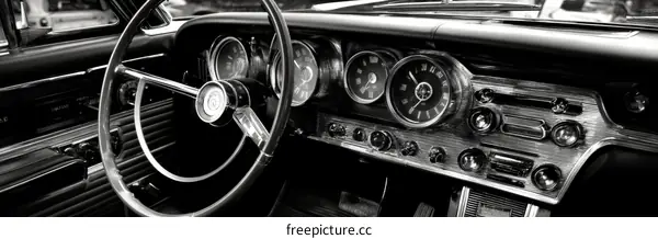 Classic Vintage Car Interior Dashboard