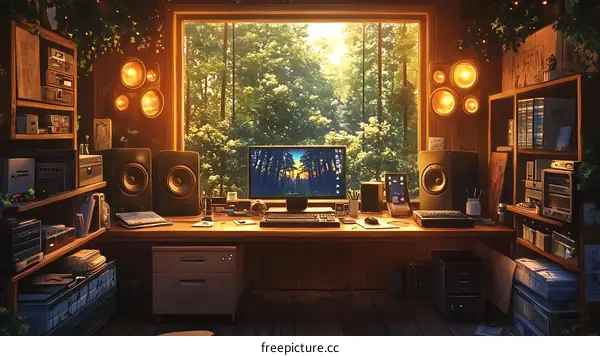 Cozy Home Studio with Forest View