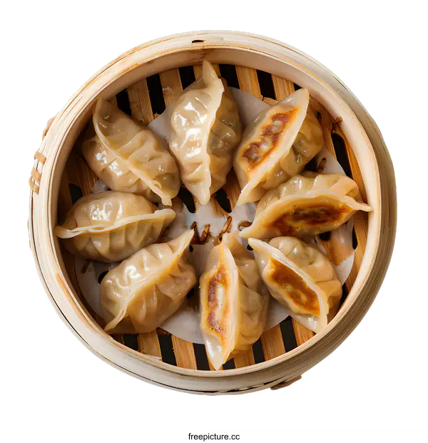 [Transparent Background PNG]dumplings in bamboo steamer