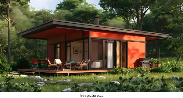 Modern Cabin in the Woods with Patio and Grill