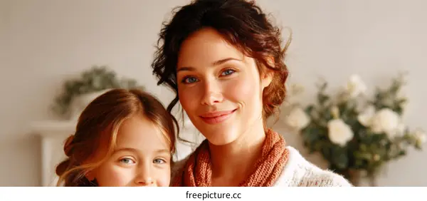 Mother and Daughter Portrait Close Up