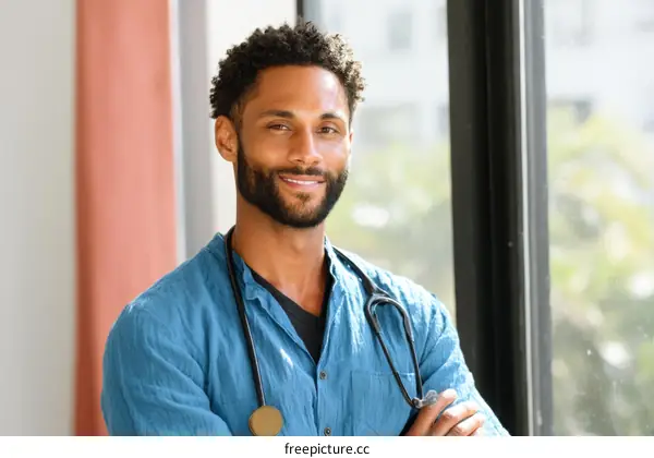 Smiling African American Male Doctor Portrait