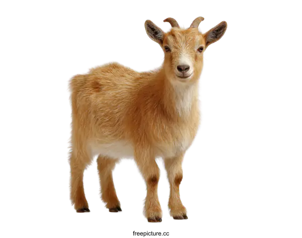[Transparent Background PNG]Adorable Baby Goat Portrait Against a White Background