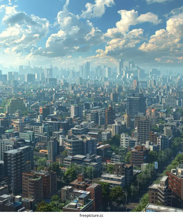 Cityscape Digital Illustration of Urban Architecture