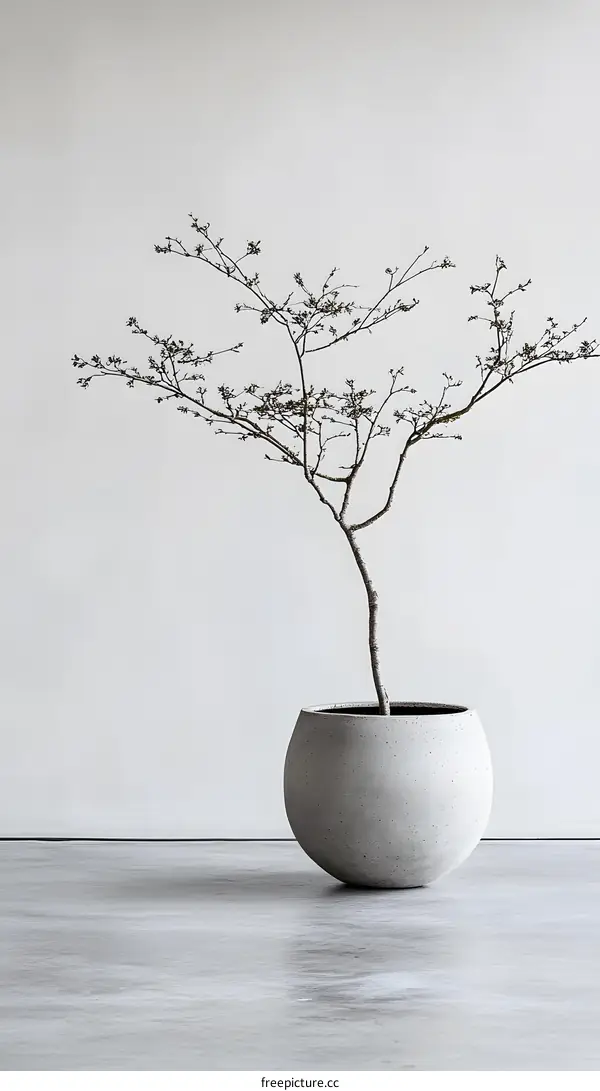Minimalist Plant in a Concrete Pot