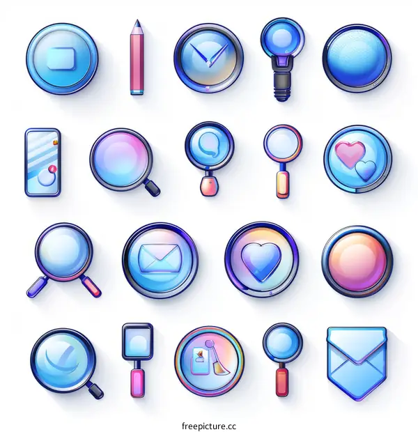 Colorful Glossy Web Icons Set