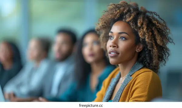 Thoughtful African American businesswoman in a meeting