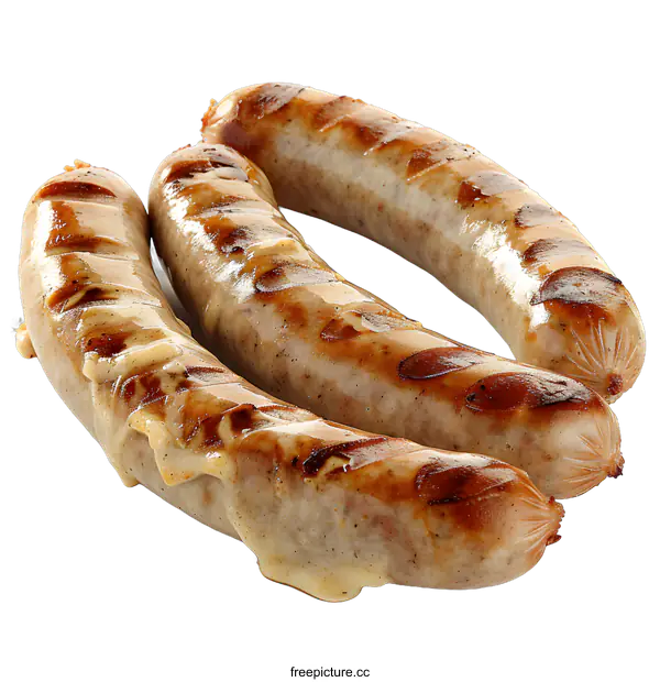 [Transparent Background PNG]Three grilled sausages