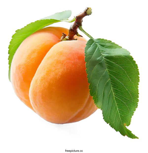 [Transparent Background PNG]Single Peach with Leaf