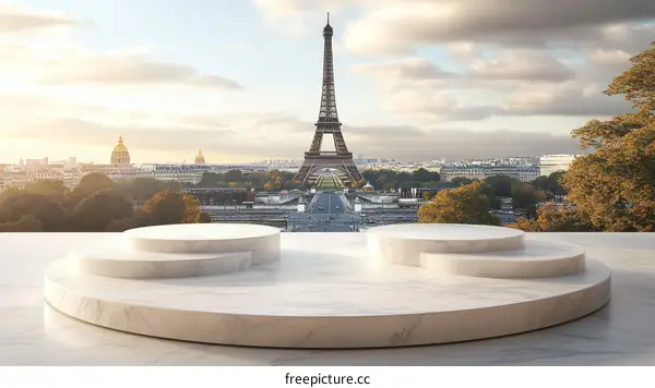 Paris Skyline Marble Display Podium