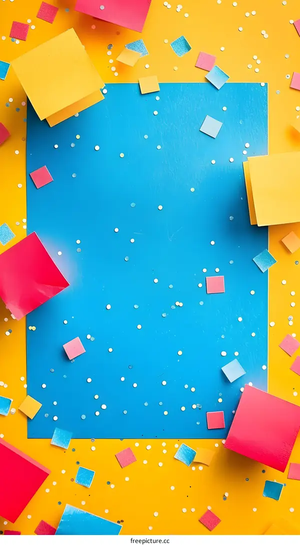 Colorful Paper Background with Blue, Yellow and Red