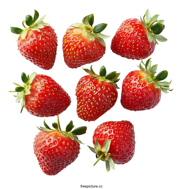 [Transparent Background PNG]Fresh Strawberries in a Creative Arrangement