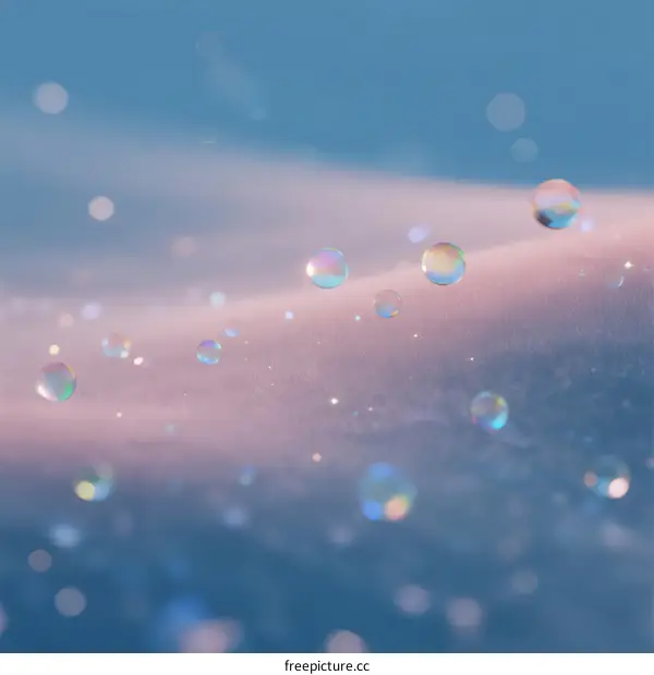Delicate Water Droplets Floating on Soft Pastel Background