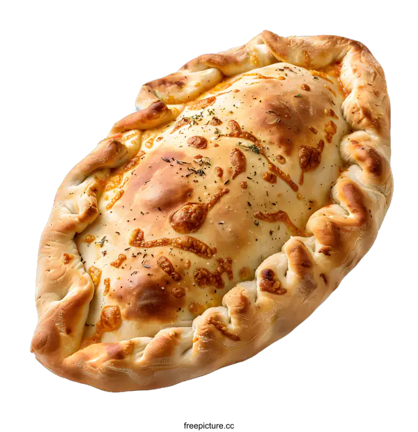 [Transparent Background PNG]Freshly baked calzone on white background