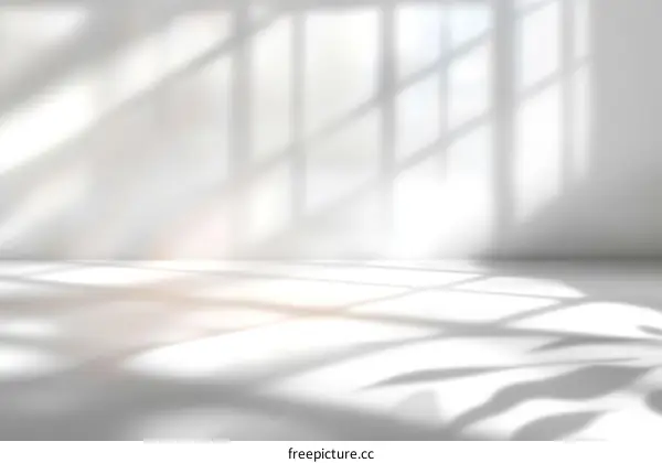 Empty White Studio with Shadowed Window Light