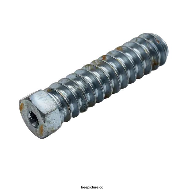 [Transparent Background PNG]Close-up of a shiny metal threaded rod