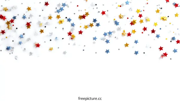 Colorful Star Confetti on White Background