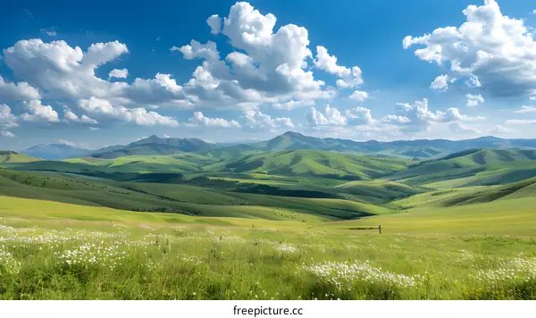 Green Hills and Blue Sky