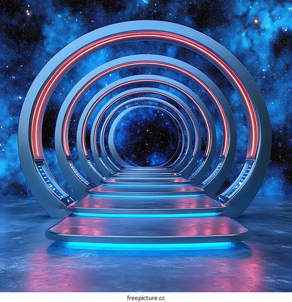 Futuristic Space Tunnel Pathway