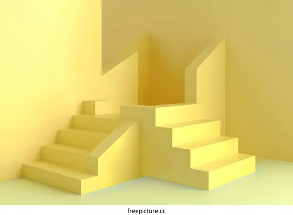 Yellow Abstract 3D Shapes Staircase Minimalist Background