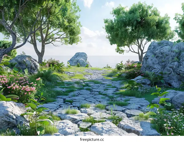 Enchanted Stone Path Through Ancient Ruins