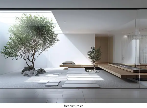 Zen Courtyard: Tranquility and Minimalism