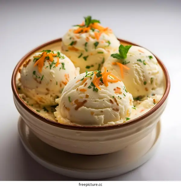 Delicious Gajar Halwa Ice Cream with Carrot Garnish