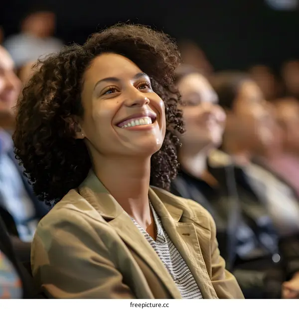 Smiling Woman in Audience at Event