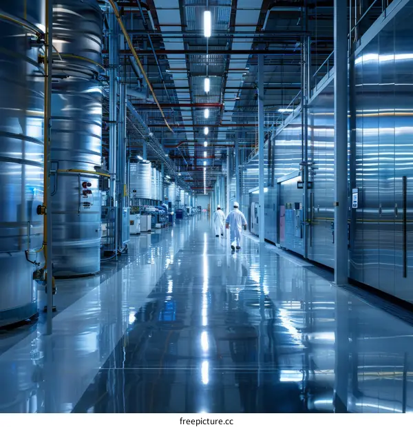 Two workers in a modern factory