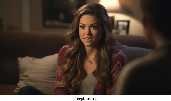 Beautiful young woman talking to someone