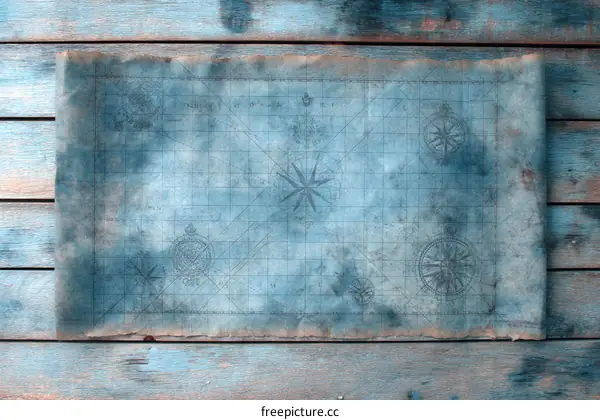 Vintage Nautical Map on Wooden Background