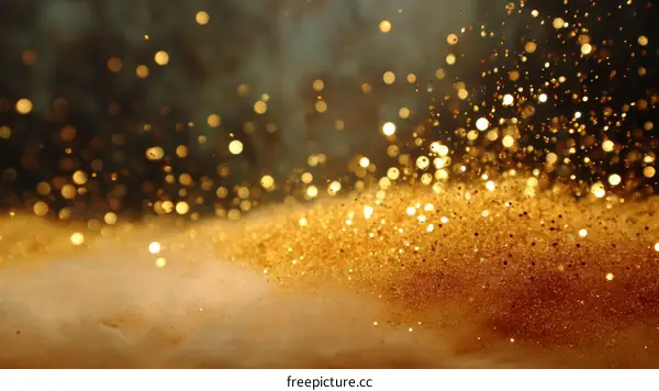 Golden Glitter Background with Bokeh Effect