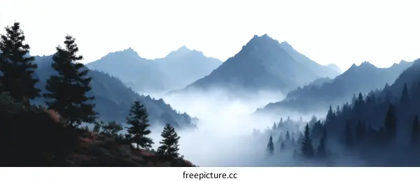 Misty Mountain Landscape Illustration