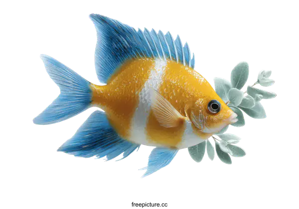 [Transparent Background PNG]Vibrant Tropical Fish with Delicate Eucalyptus