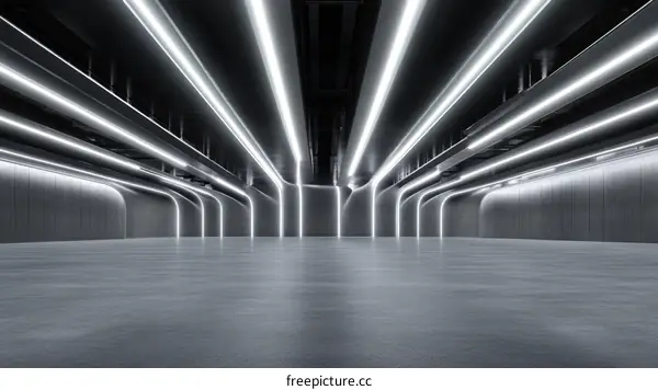 Modern Futuristic Empty Parking Garage Interior Design