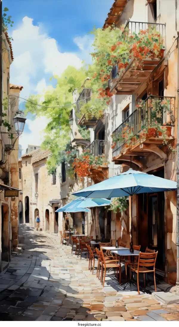 Busy European City Street Scene