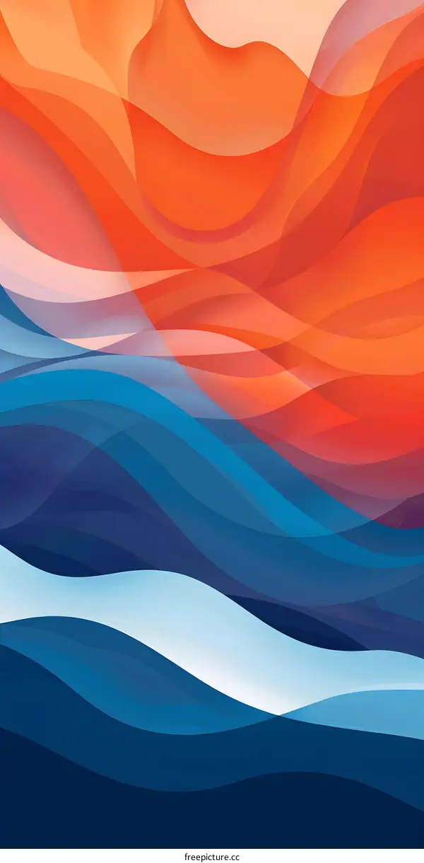 Abstract Blue and Orange Waves Background