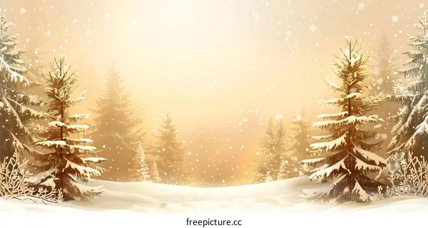 Snowy Forest with Golden Trees