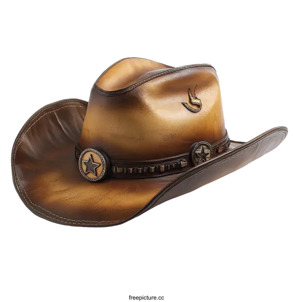 [Transparent Background PNG]Vintage Leather Cowboy Hat with Decorative Embellishments