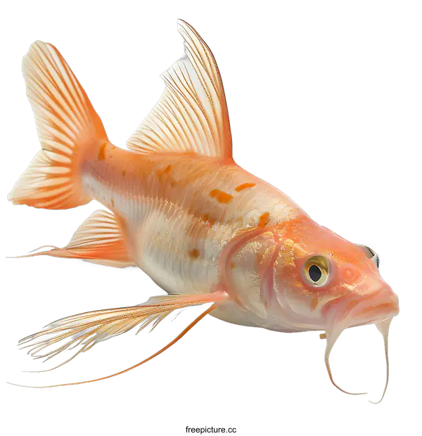 [Transparent Background PNG]A beautiful orange fish with long fins