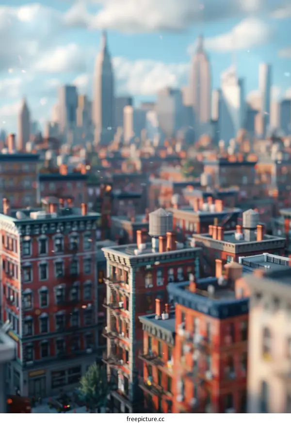 Miniature Cityscape with Diverse People