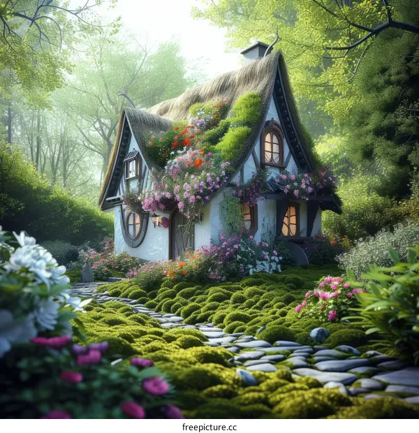 Small Thatched Cottage in the Woods