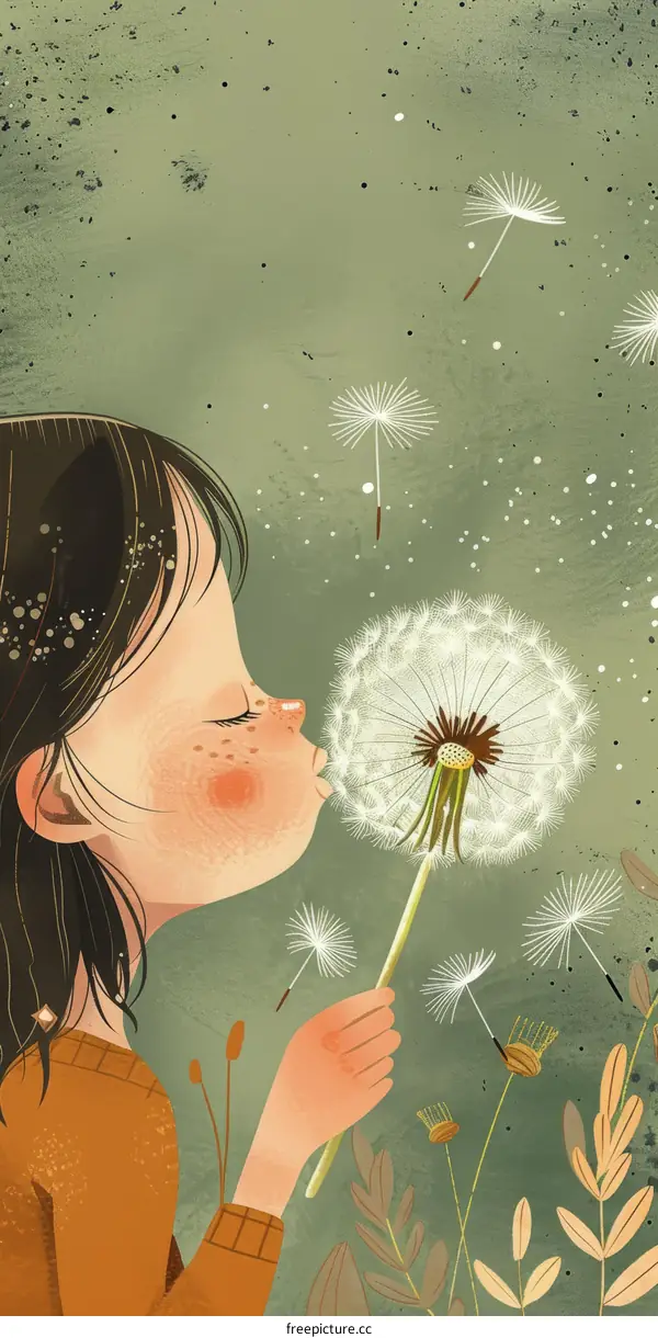 Little girl blowing dandelion