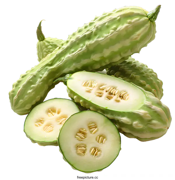 [Transparent Background PNG]Fresh green and white cucumbers