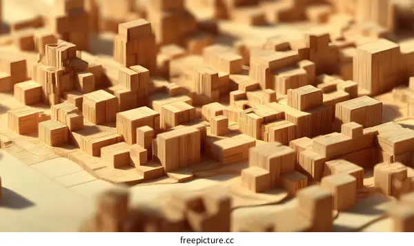 Wooden Model of a Cityscape