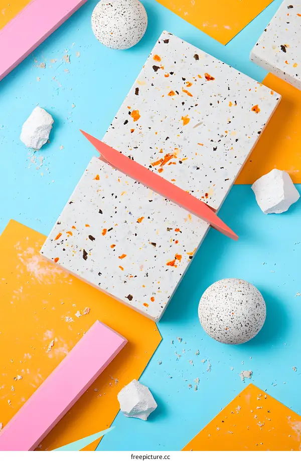 Abstract Minimalist Composition with Terrazzo and Geometric Shapes