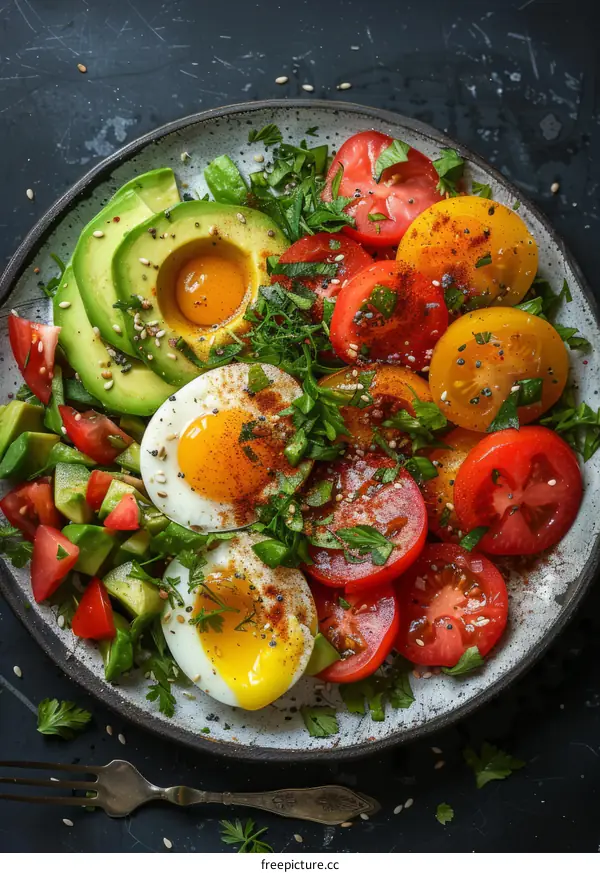 Healthy Avocado Breakfast with Soft-Boiled Egg and Tomato