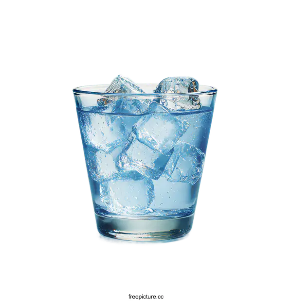 [Transparent Background PNG]Glass of Water with Ice Cubes
